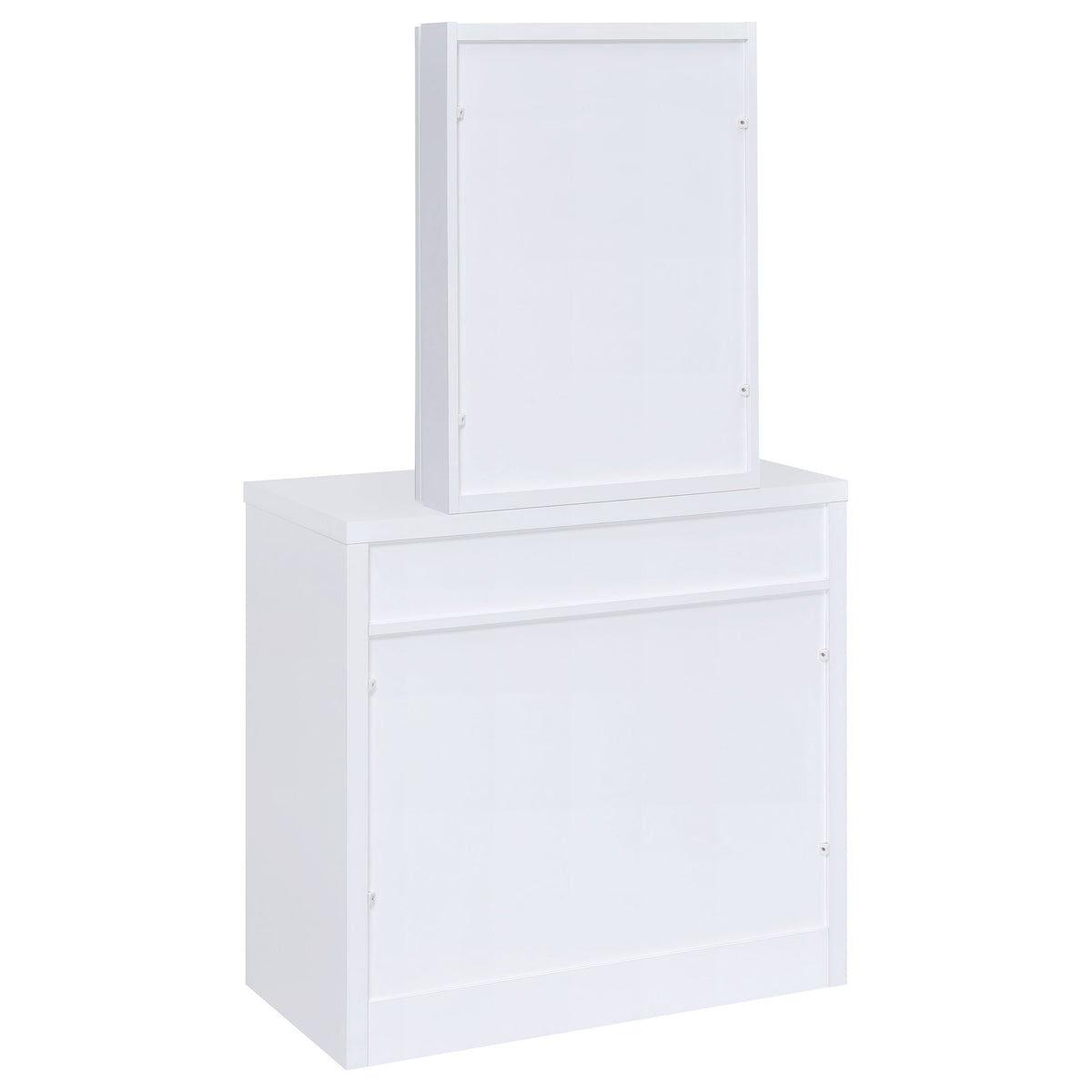 Harvey Vanity Set with Sliding Jewelry Mirror & Lift-Top Storage Stool - White – view 8