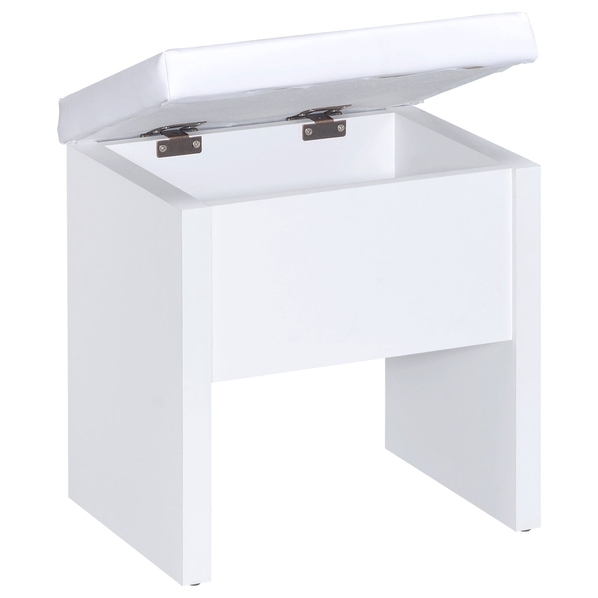 Harvey Vanity Set with Sliding Jewelry Mirror & Lift-Top Storage Stool - White – view 13