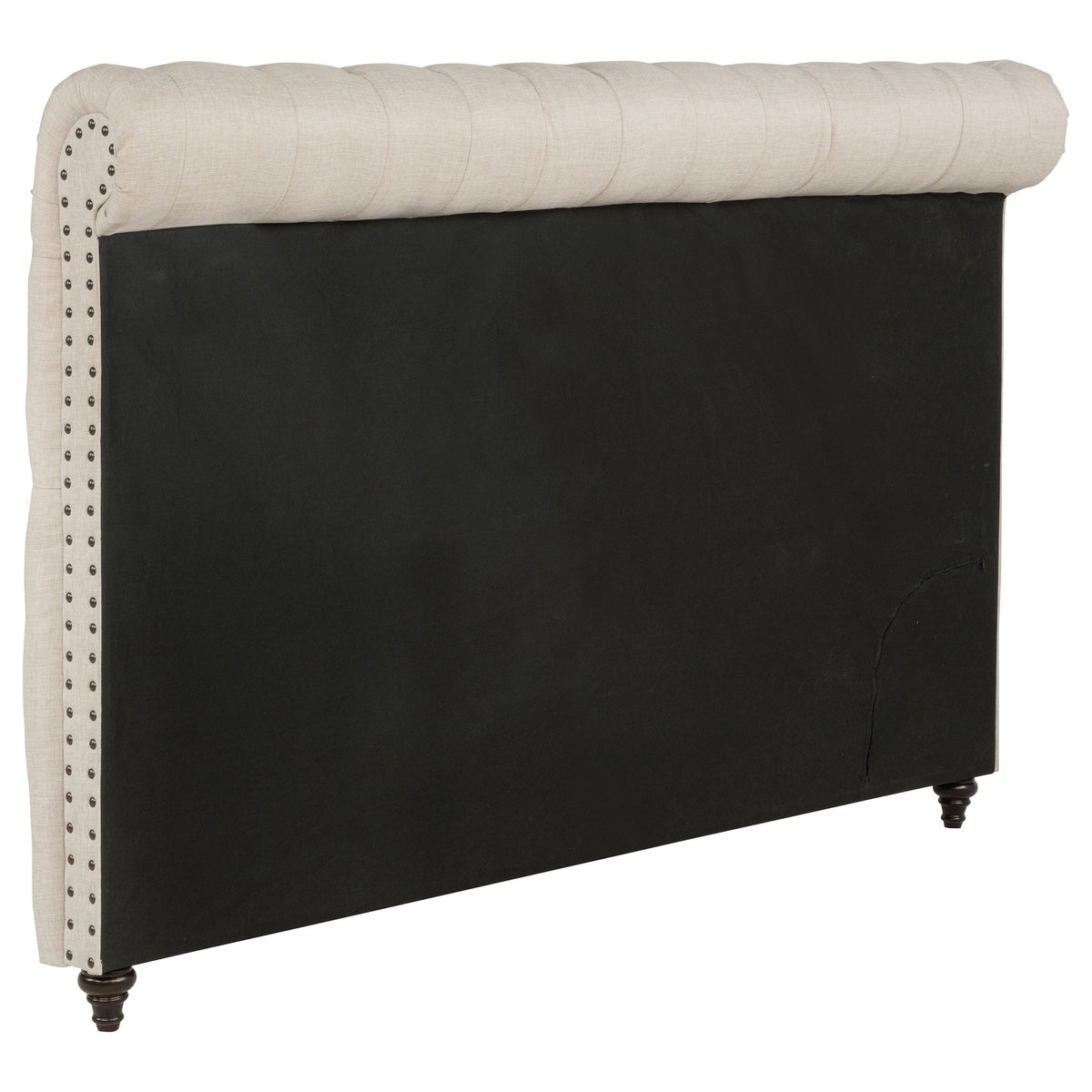 Devon Chesterfield Upholstered Panel Bed or Headboard - Button Tufted Beige with Nailhead Trim, Full to California King – view 18