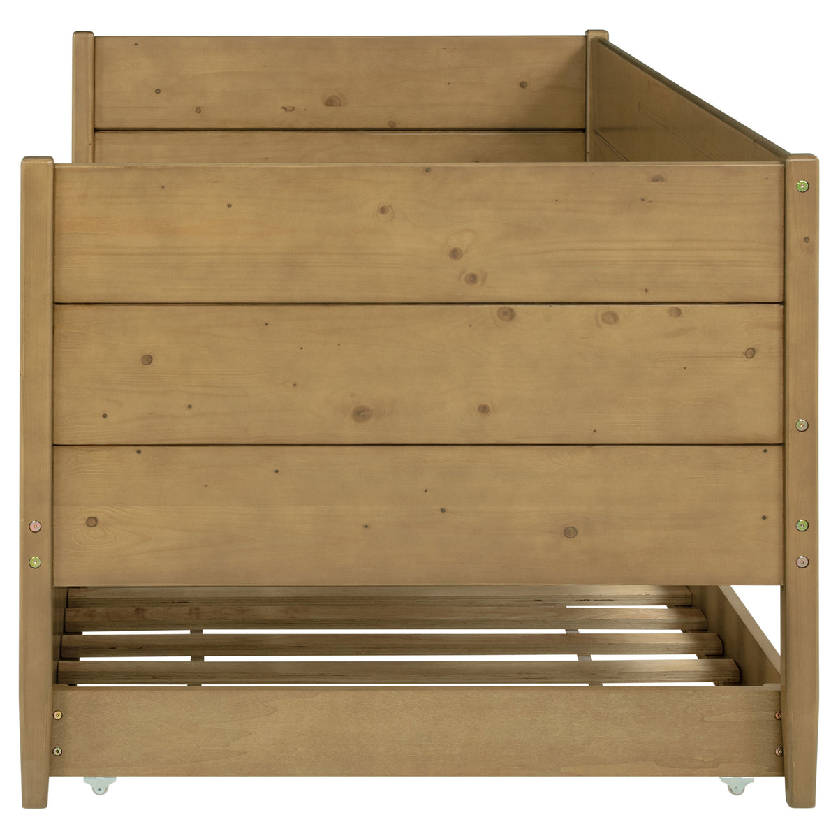 Calinda Twin Panel Daybed with Trundle - Rustic Natural Pine Finish – view 7