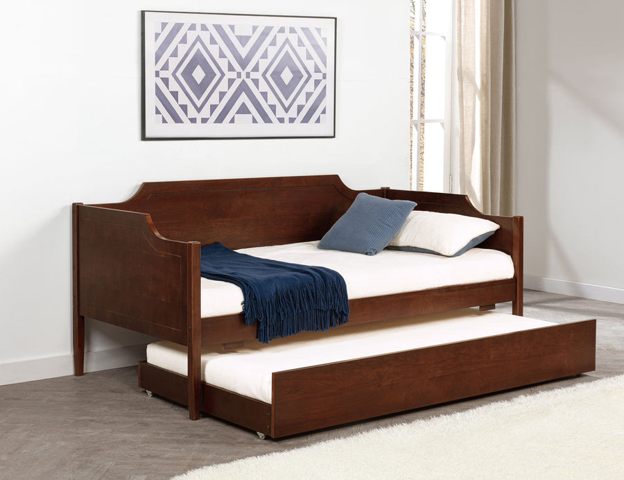 Redding Camelback Twin Daybed with Trundle - Classic Panel Detail in Rich Cherry