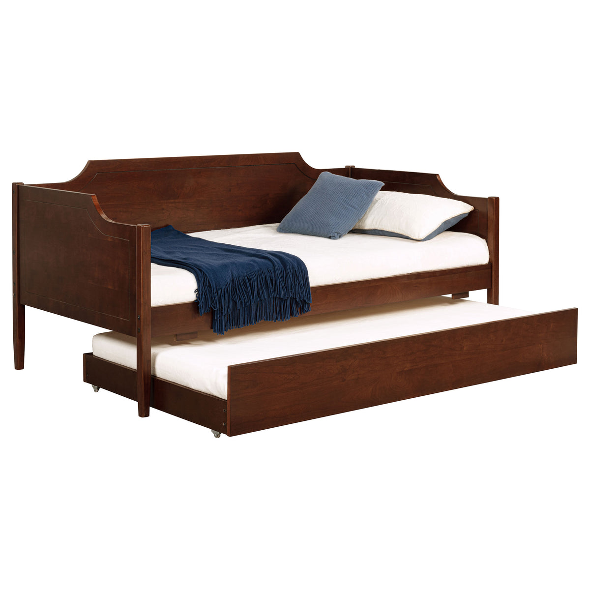 Redding Camelback Twin Daybed with Trundle - Classic Panel Detail in Rich Cherry – view 3