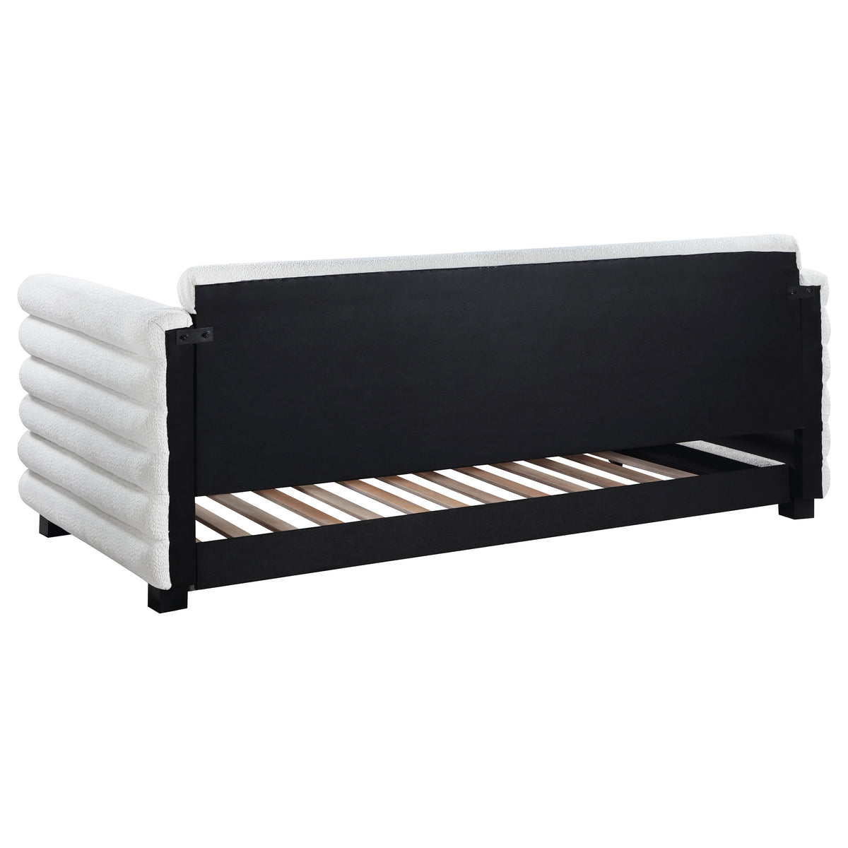 Patricia Boucle Twin Daybed with Trundle - Layered Round Bolster Design in White – view 7