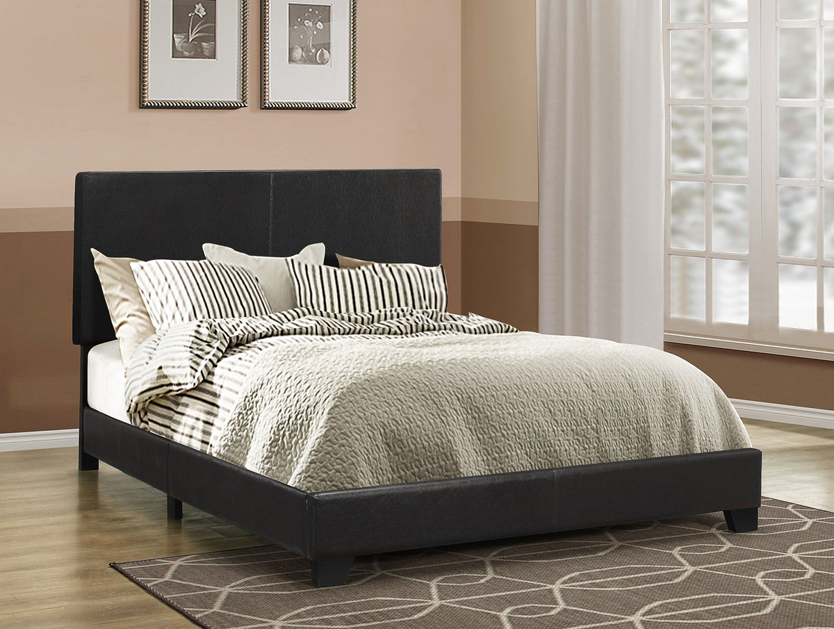Dorian Faux Leather Upholstered Panel Bed - Padded Headboard in Black, Twin to California King – view 2