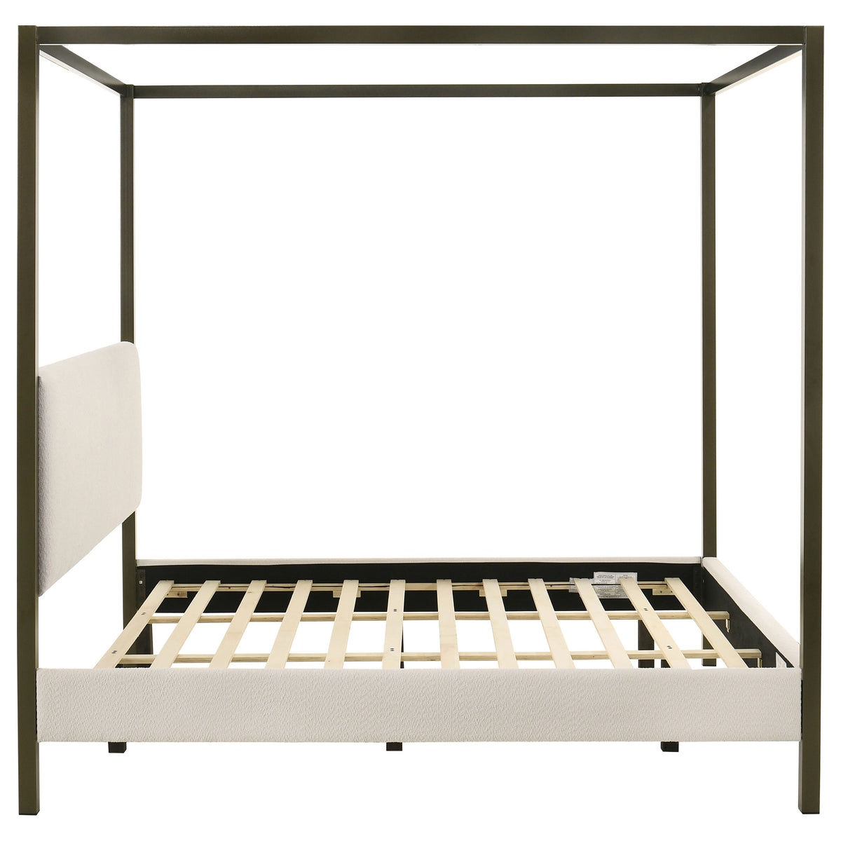 Monroe Upholstered Canopy Bed - Vanilla Boucle with Bronze Metal Frame, Queen or Eastern King – view 16