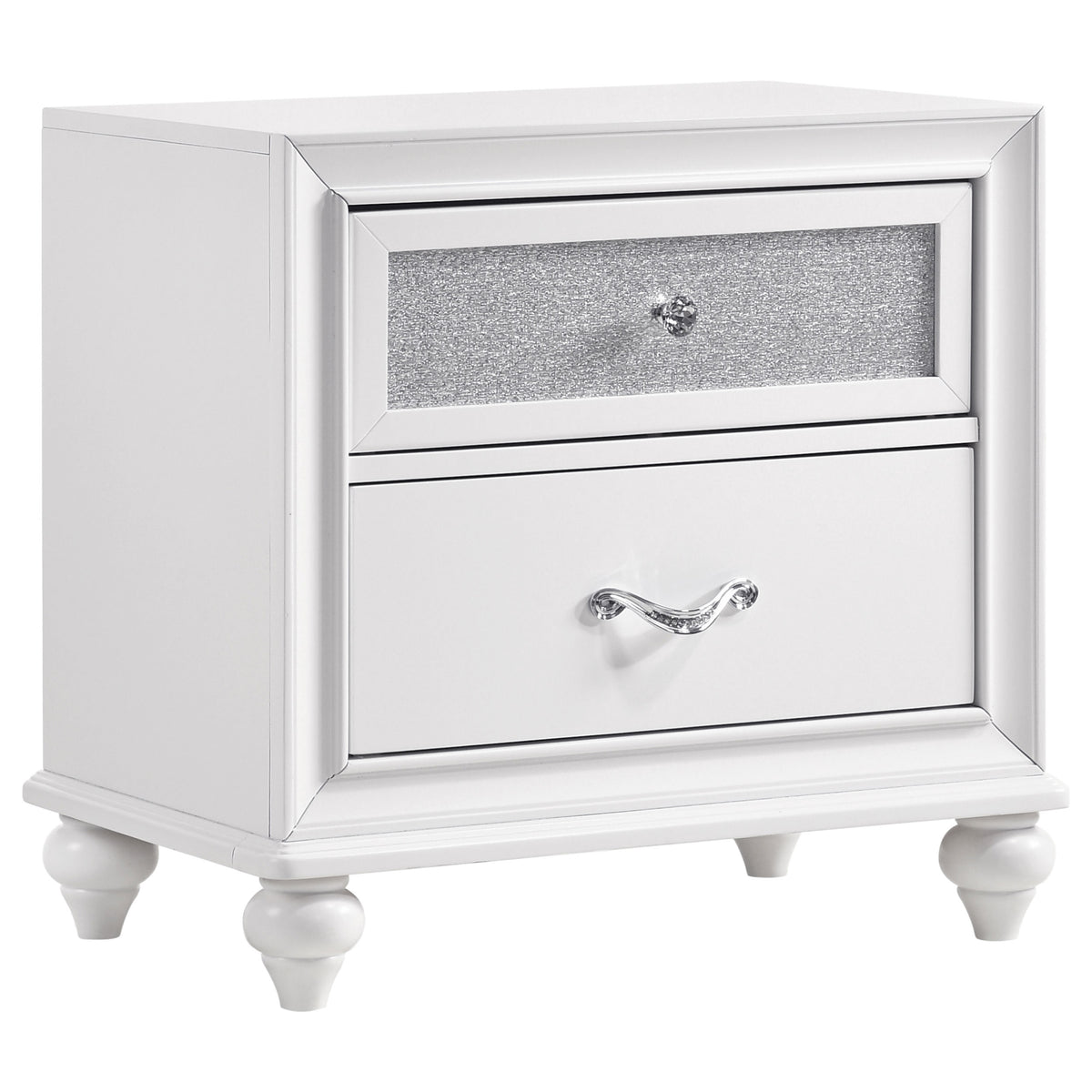 Barzini Crystal-Tufted Wingback Bed & Bedroom Sets - Glam White Velvet with Chrome Nailhead Trim – view 18
