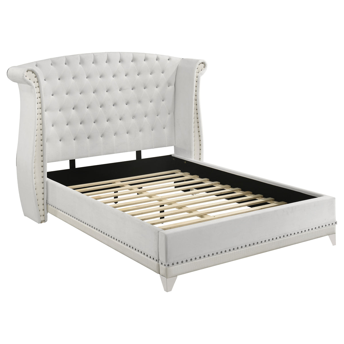 Barzini Crystal-Tufted Wingback Bed & Bedroom Sets - Queen Bed Only