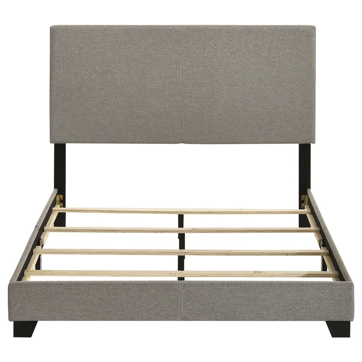 Dorian Upholstered Panel Bed with Padded Headboard - Taupe Fabric & Black Legs, Twin to California King – view 18