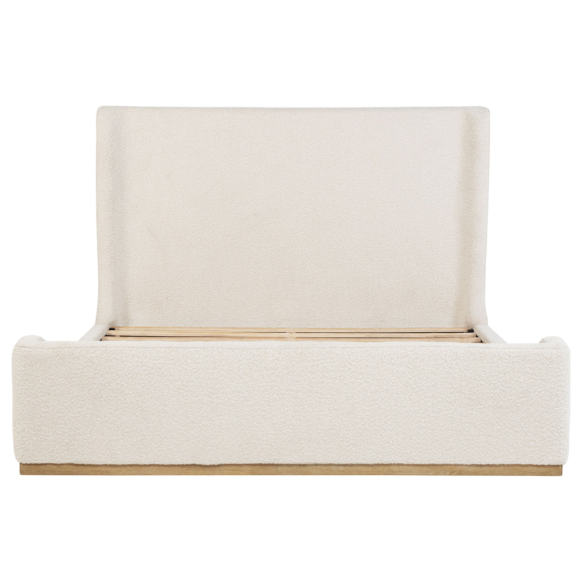 Nala Wingback Upholstered Bed - Cream Boucle with Exposed Oak-Finish Wood Base, Queen or Eastern King – view 11