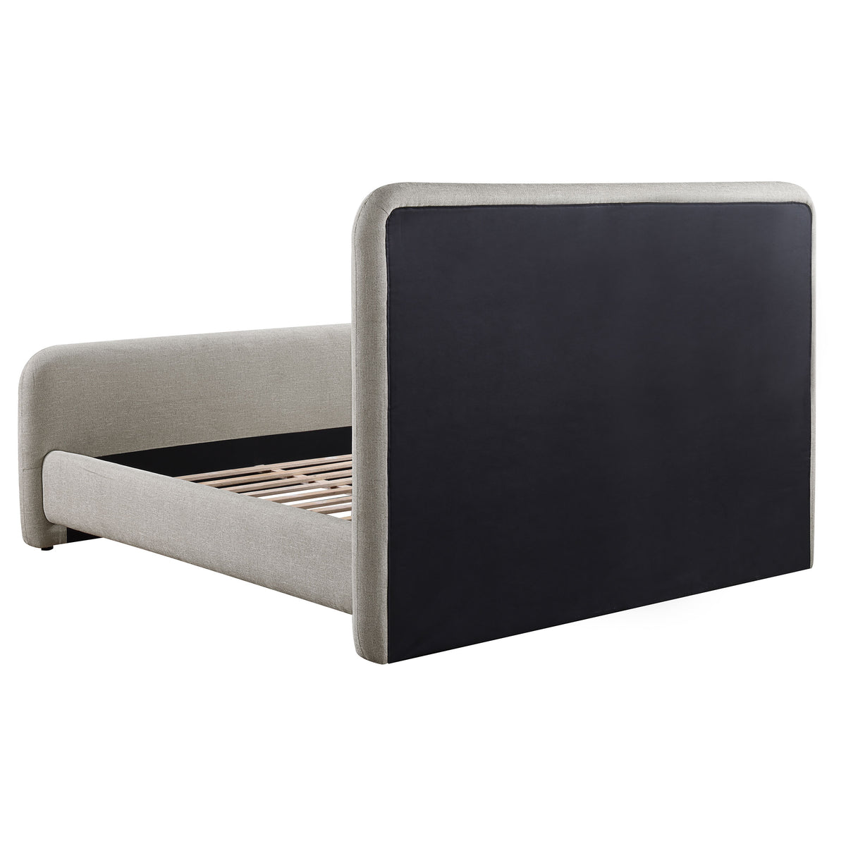 Wren Upholstered Platform Bed - Rounded Corners in Contemporary Grey Fabric, Queen or Eastern King – view 13