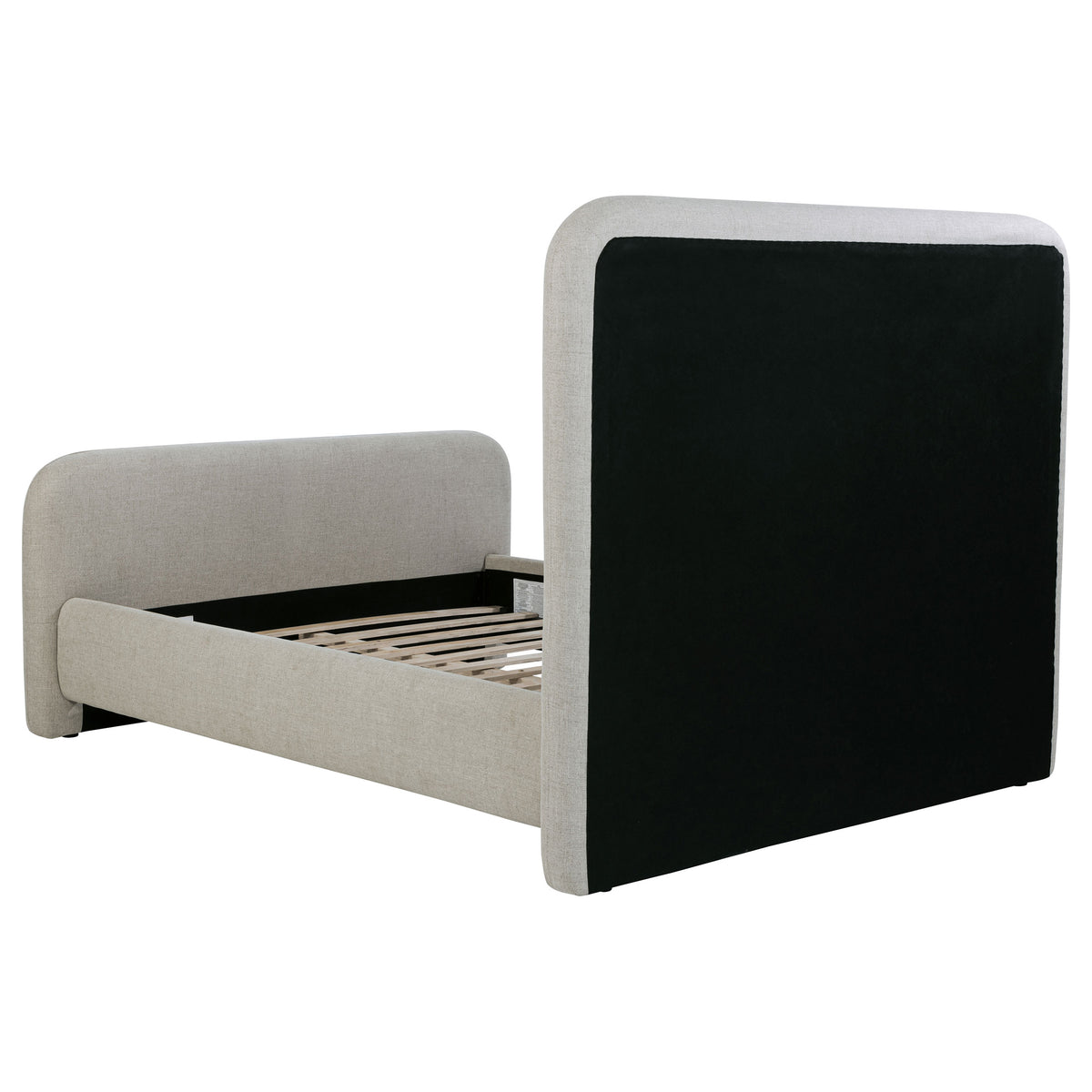 Wren Upholstered Platform Bed - Rounded Corners in Contemporary Grey Fabric, Queen or Eastern King – view 6