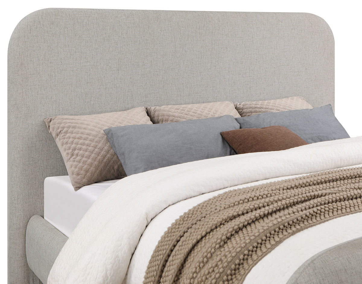 Wren Upholstered Platform Bed - Rounded Corners in Contemporary Grey Fabric, Queen or Eastern King – view 8