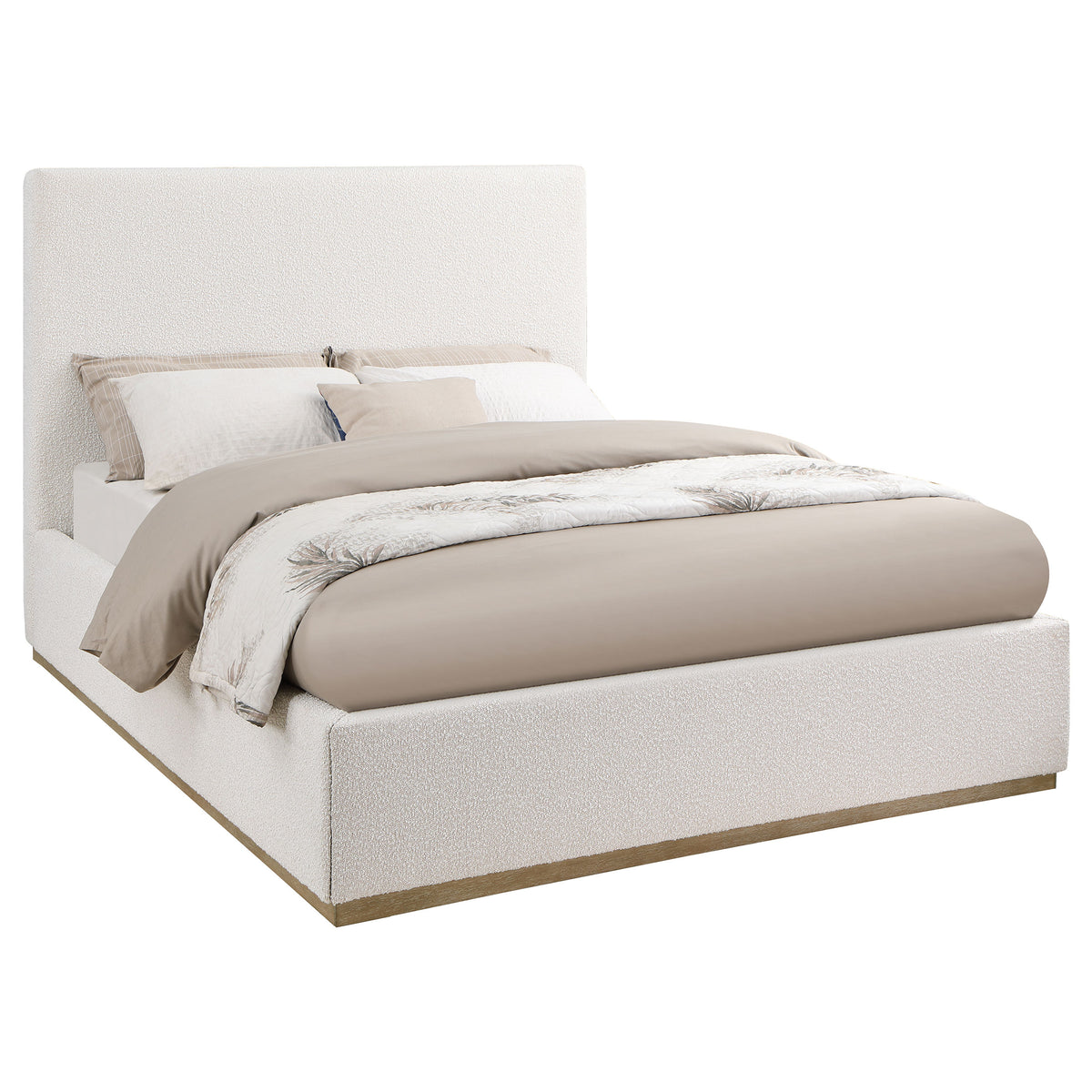 Knox Upholstered Platform Bed with Extra-High Headboard - Cream Boucle, Queen or Eastern King โ view 5