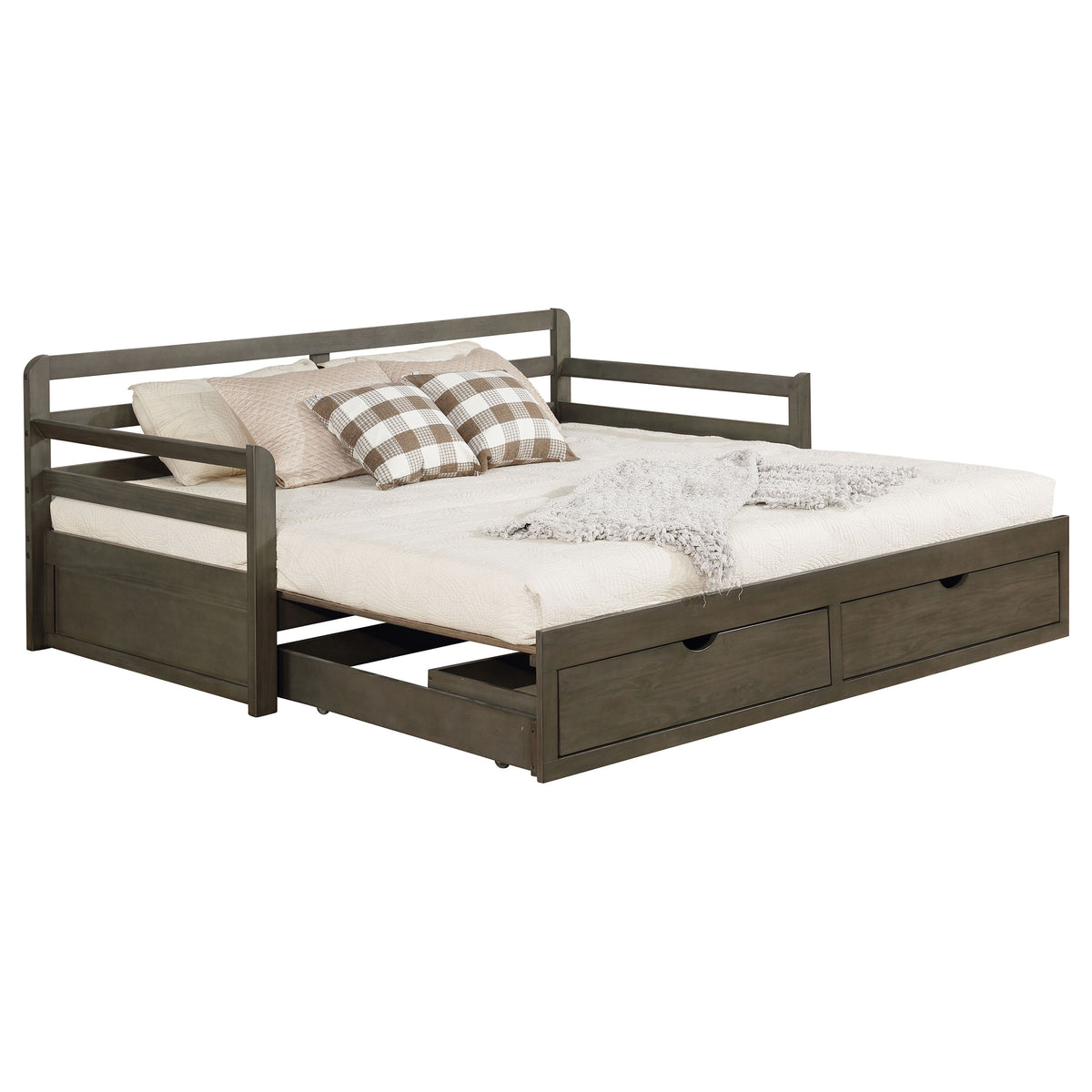 Sorrento Twin XL Storage Daybed with Extension Trundle - 2 Drawers, Grey Wood – view 16