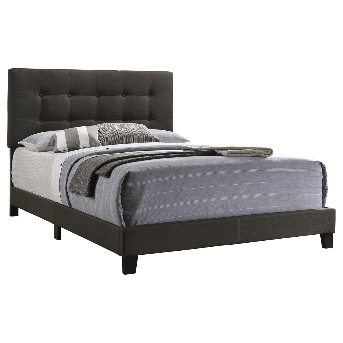 Mapes Upholstered Panel Bed with Button-Tufted Headboard - Charcoal Fabric, Twin to Eastern King – view 18