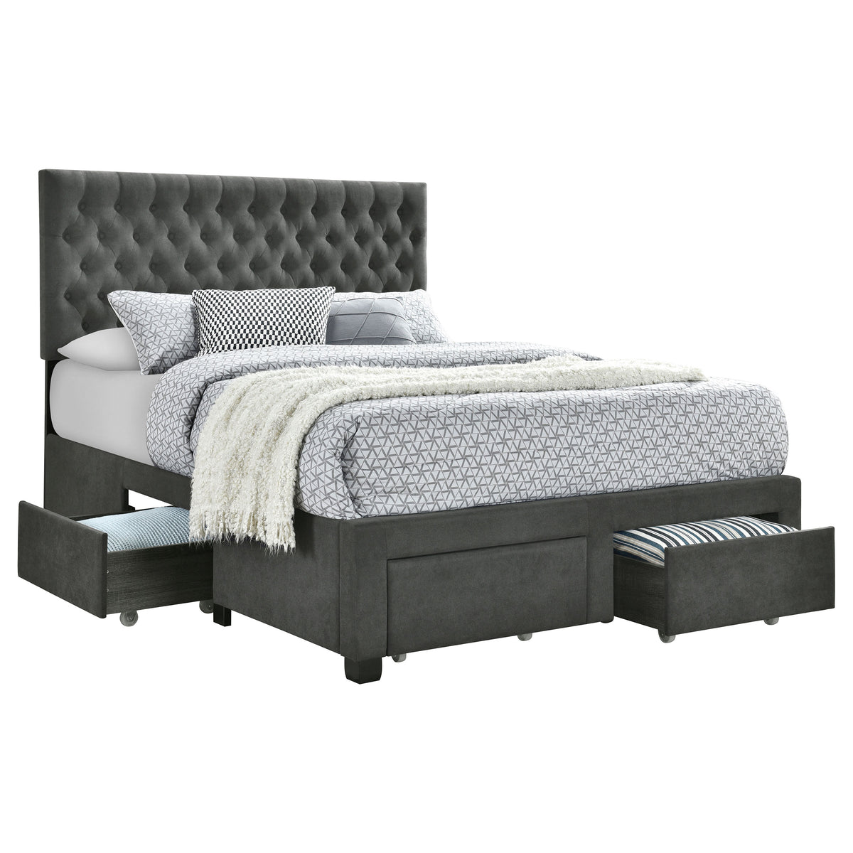 Soledad Upholstered Storage Panel Bed with 4 Drawers - Eastern King