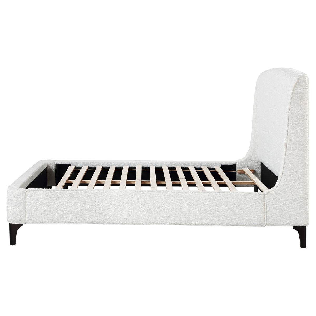 Mosby Boucle Wingback Platform Bed - Curved Upholstered Headboard in Snow, Queen or Eastern King – view 8