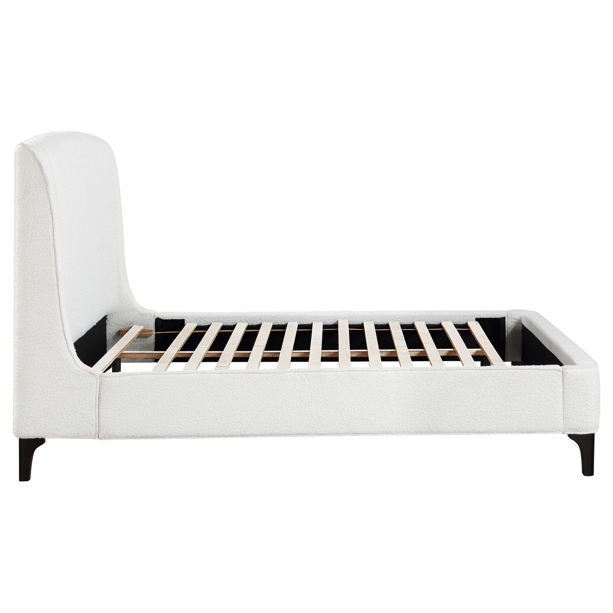 Mosby Boucle Wingback Platform Bed - Curved Upholstered Headboard in Snow, Queen or Eastern King – view 12