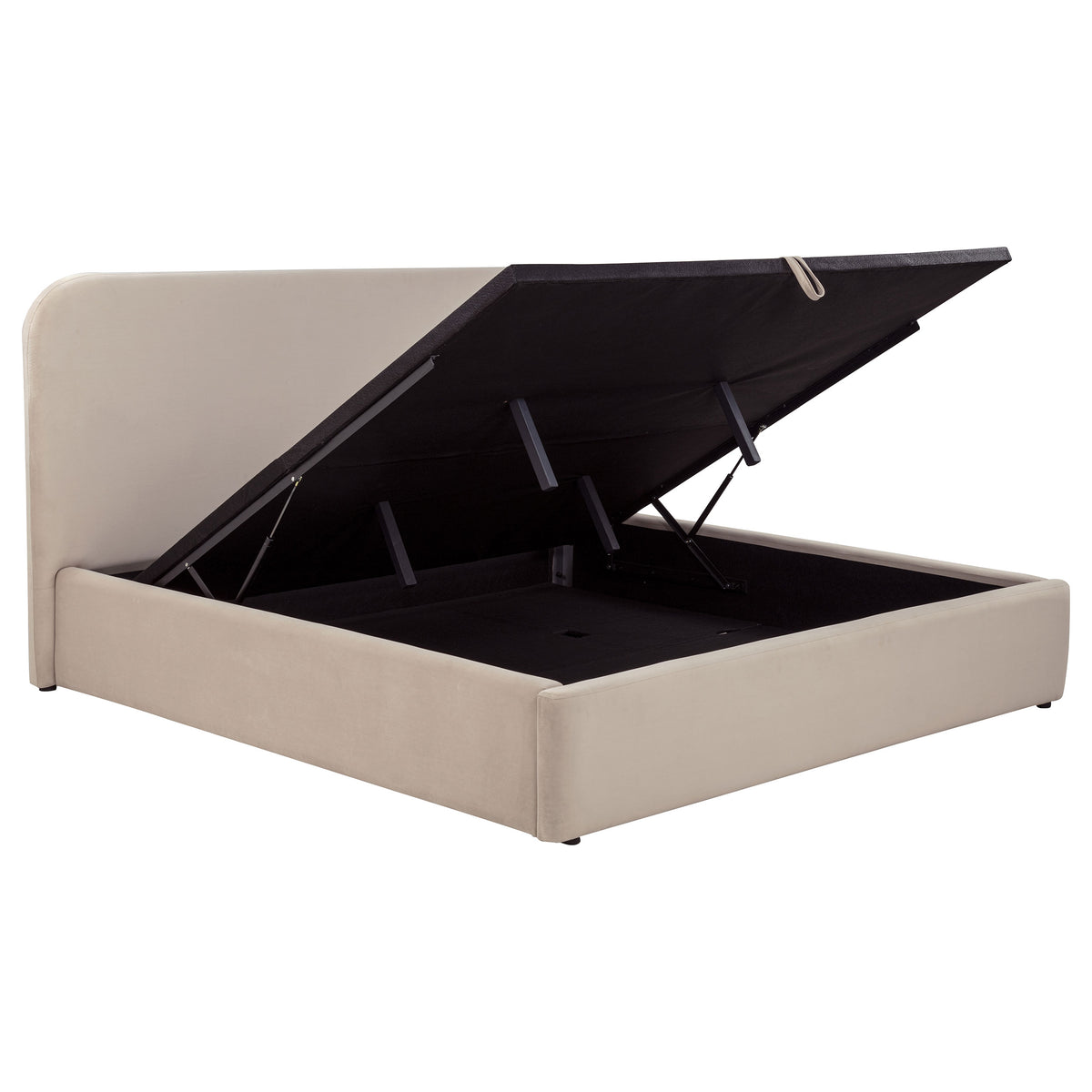 Anders Upholstered Lift-Top Storage Platform Bed - Beige