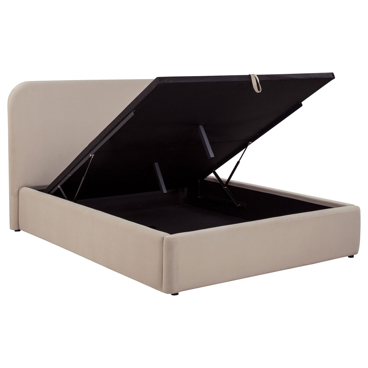 Anders Upholstered Lift-Top Storage Platform Bed - Beige