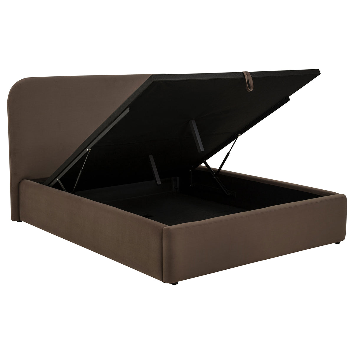 Anders Upholstered Lift-Top Storage Platform Bed - Chocolate