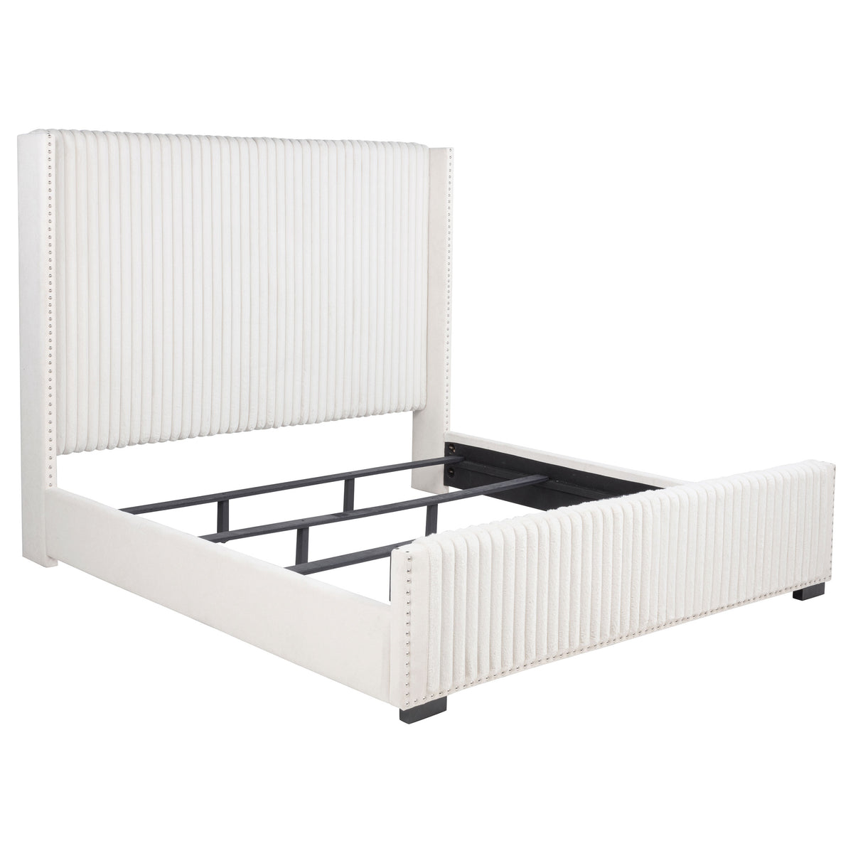 Natasha Channel-Tufted Wingback Bed with Nailhead Trim - California King