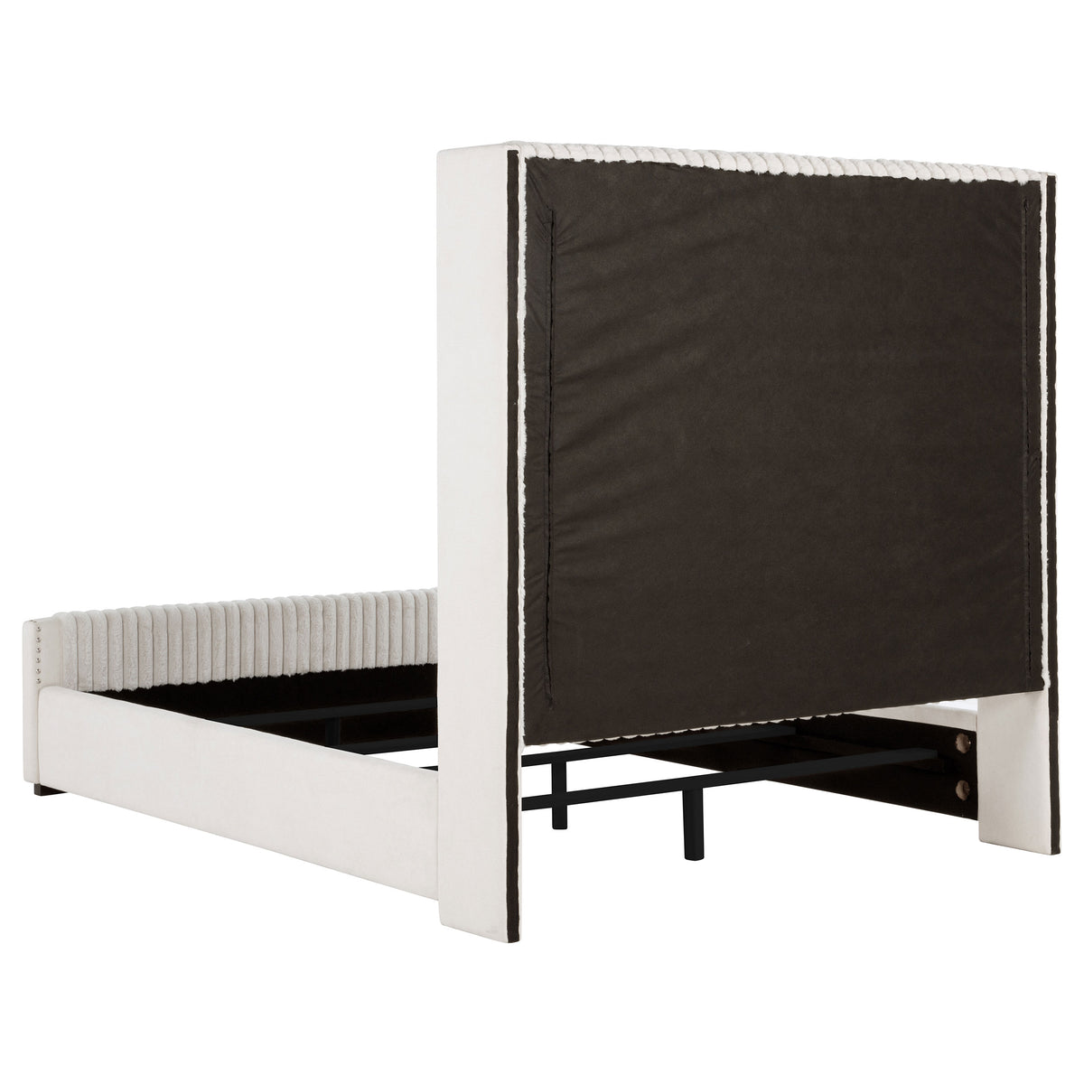 Natasha Channel-Tufted Wingback Bed with Nailhead Trim - Cream Corduroy, Queen or King – view 8