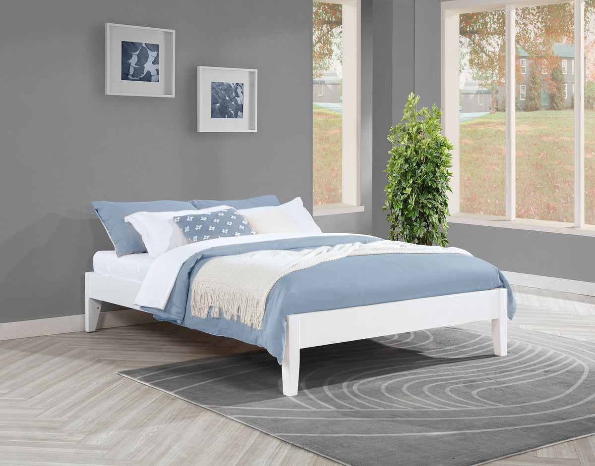 Hounslow Universal Platform Bed Frame - Fully Slatted, Headboard-Ready White Wood, Twin to California King – view 2