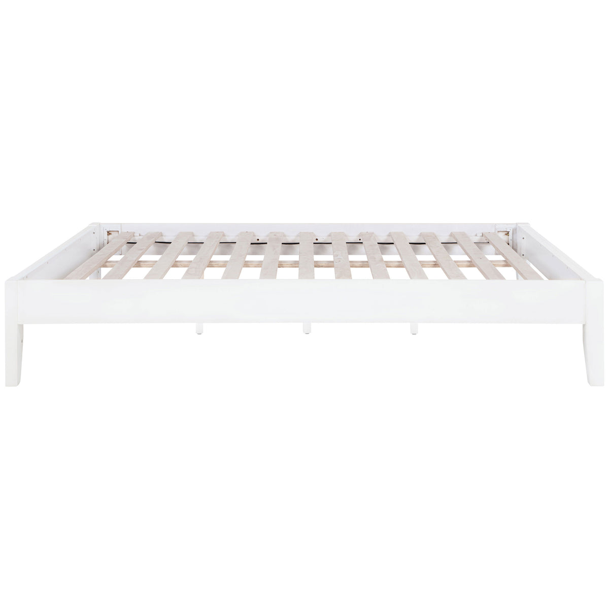 Hounslow Universal Platform Bed Frame - Fully Slatted, Headboard-Ready White Wood, Twin to California King – view 20