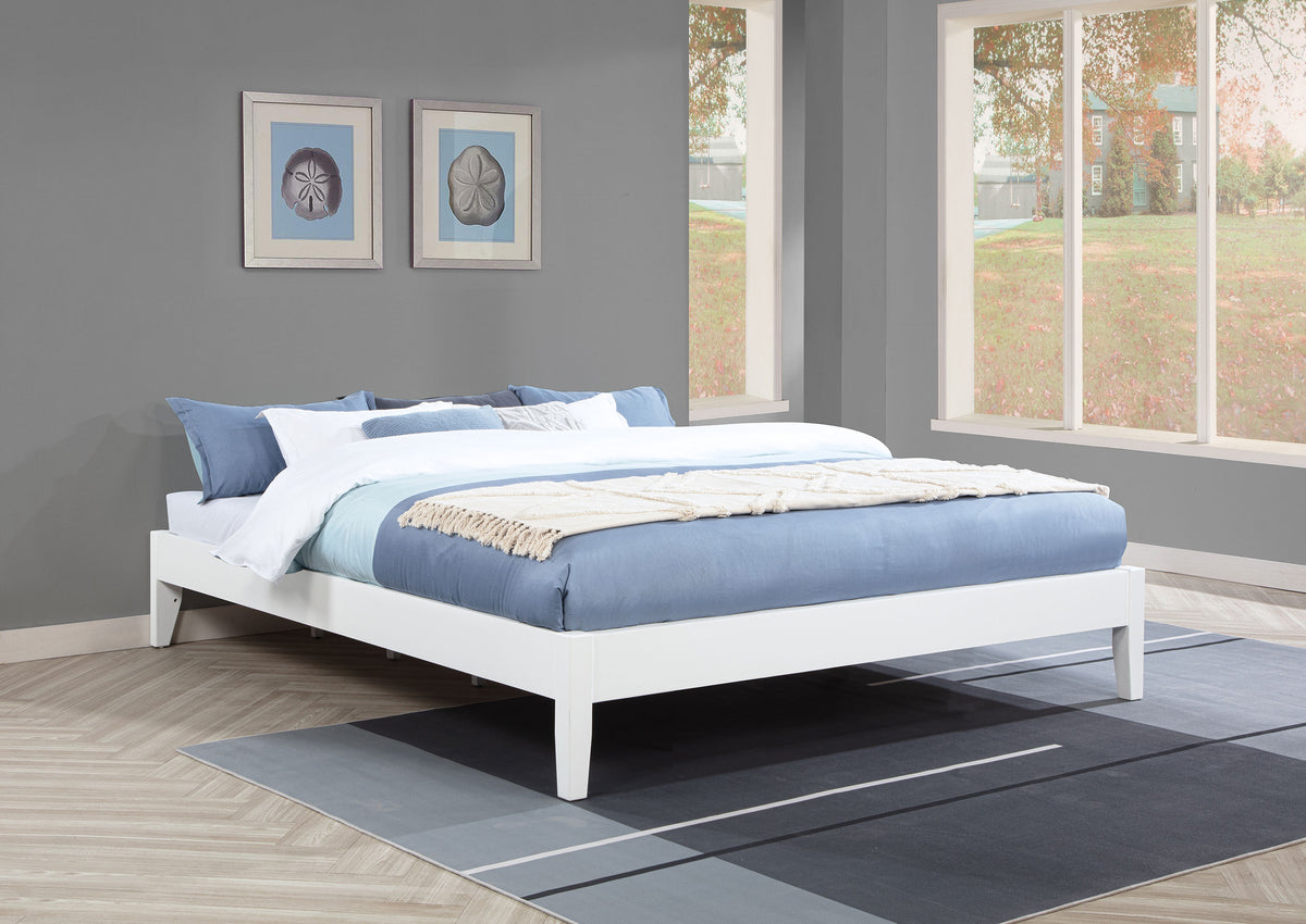 Hounslow Universal Platform Bed Frame - Fully Slatted, Headboard-Ready White Wood, Twin to California King - lifestyle