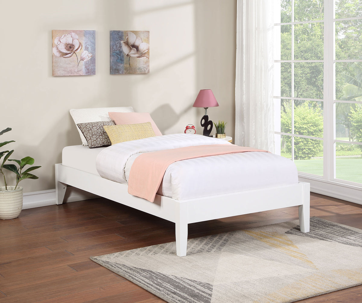 Hounslow Universal Platform Bed Frame - Fully Slatted, Headboard-Ready White Wood, Twin to California King – view 1