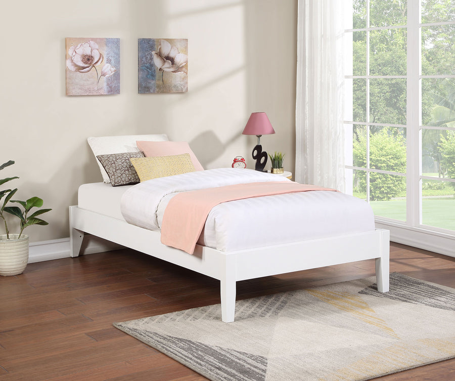 Hounslow Universal Platform Bed Frame - Fully Slatted, Headboard-Ready White Wood, Twin to California King