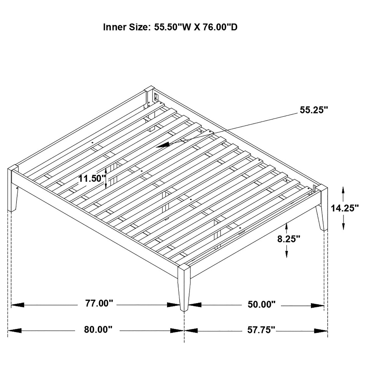 Hounslow Universal Platform Bed Frame - Fully Slatted, No Foundation Needed, Black, Twin to California King – view 19