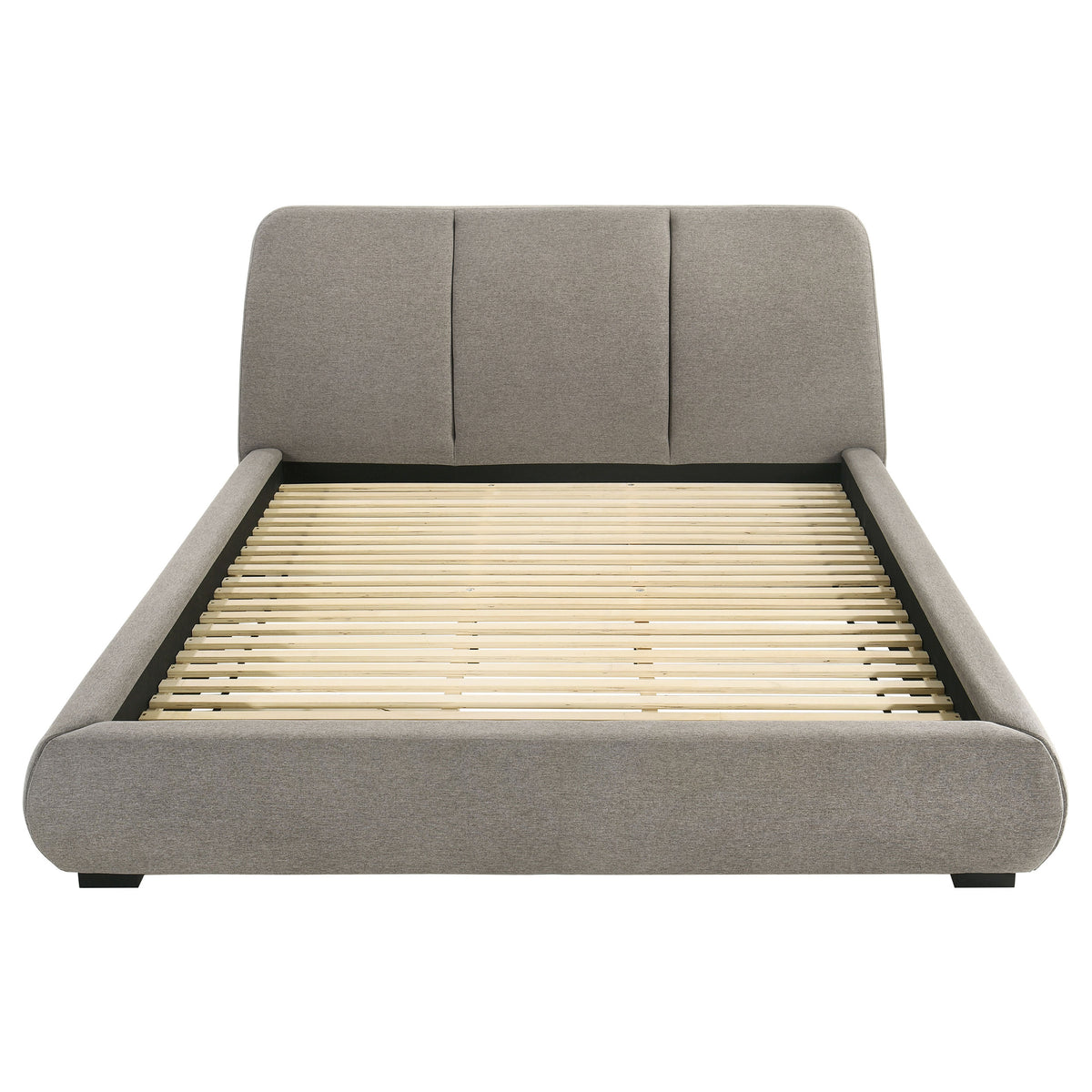Mokena Curved Upholstered Platform Bed - Stitched Panel Headboard in Taupe, Queen & King – view 20