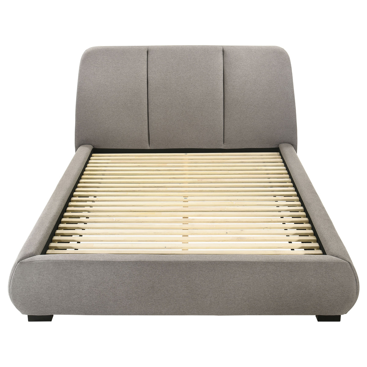 Mokena Curved Upholstered Platform Bed - Stitched Panel Headboard in Taupe, Queen & King – view 8