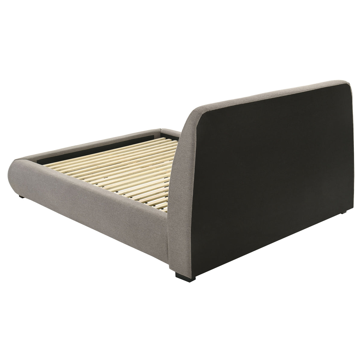 Mokena Curved Upholstered Platform Bed - Stitched Panel Headboard in Taupe, Queen & King – view 9
