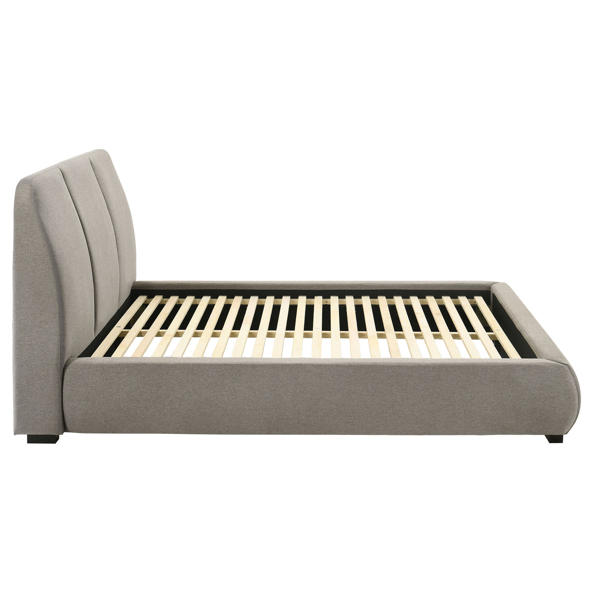 Mokena Curved Upholstered Platform Bed - Stitched Panel Headboard in Taupe, Queen & King – view 10