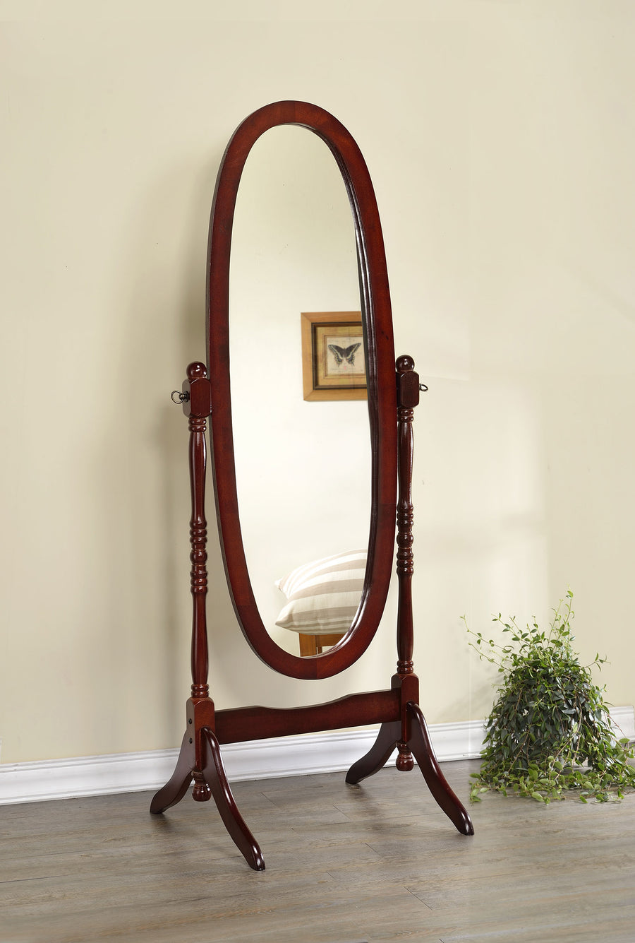 Foyet Adjustable Full-Length Cheval Mirror - Traditional Oval Frame in Merlot