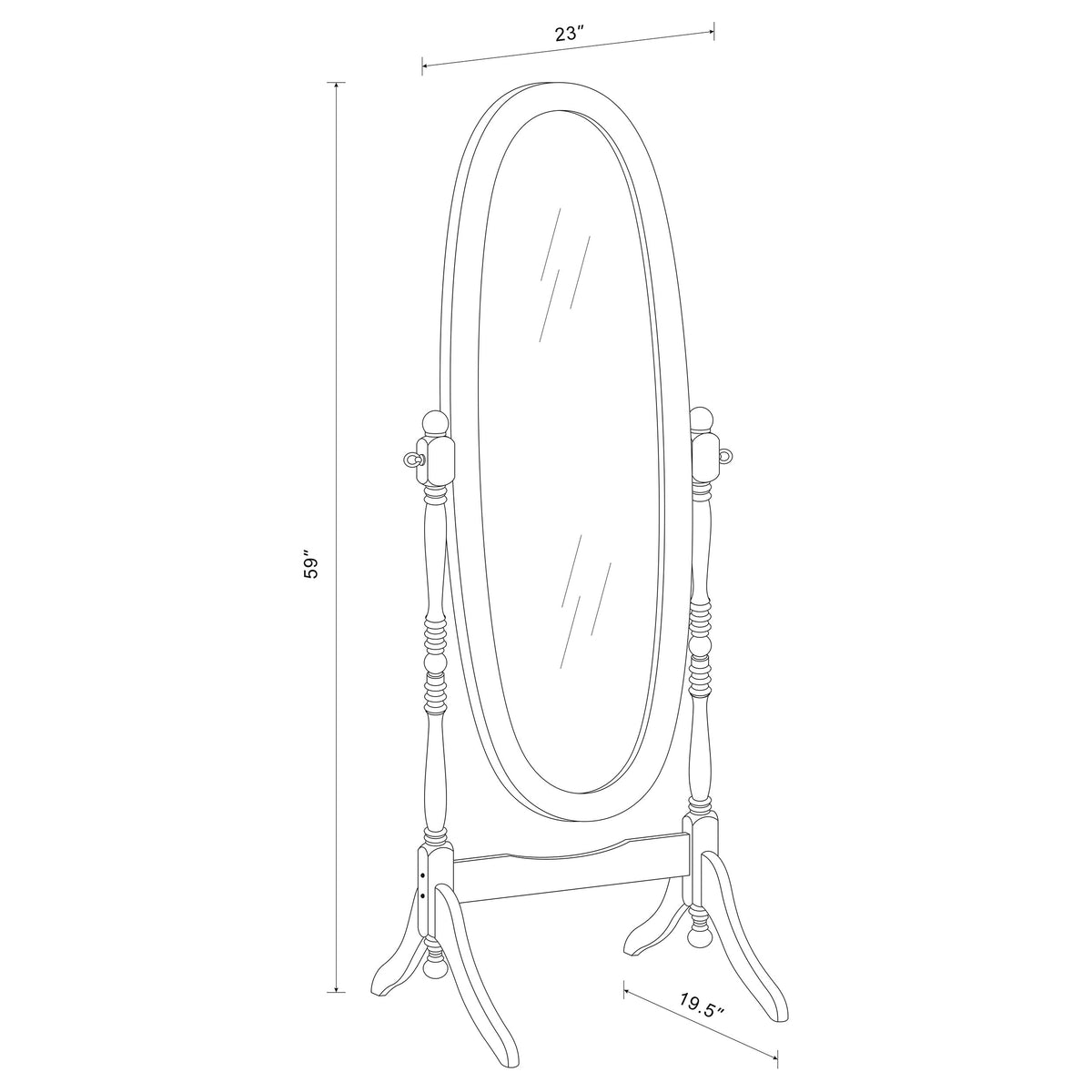 Foyet Adjustable Full-Length Cheval Mirror - Traditional Oval Frame in Merlot – view 4