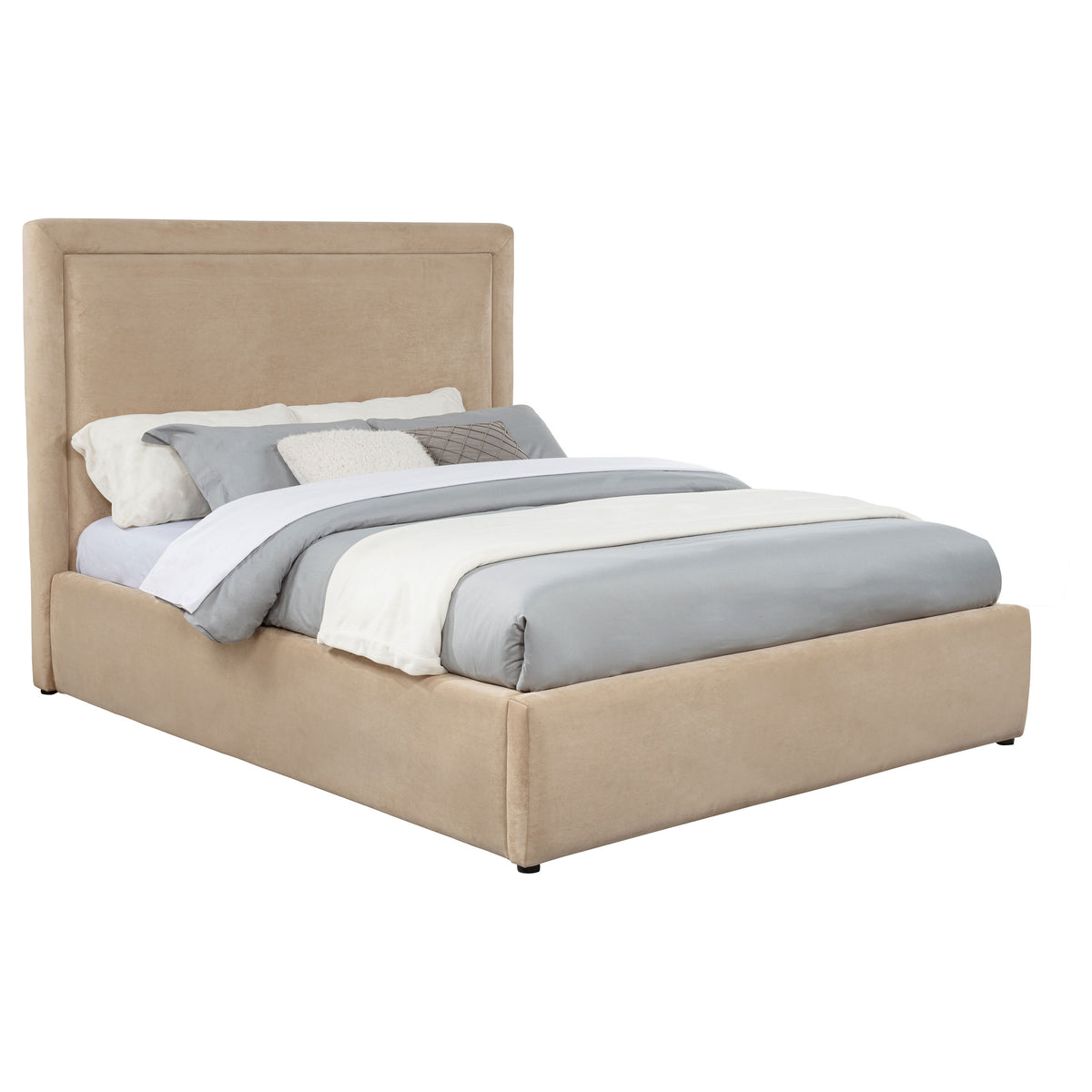 Lawson Upholstered Platform Bed - Clean Panel Headboard in Light Saddle or Mushroom, Full to Eastern King – view 20