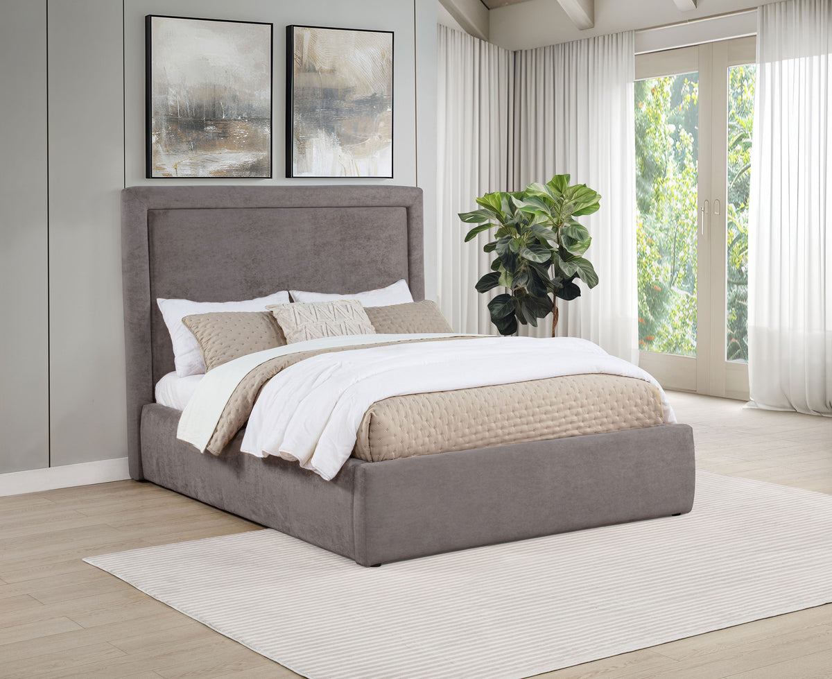 Lawson Upholstered Platform Bed - Clean Panel Headboard in Light Saddle or Mushroom, Full to Eastern King - lifestyle