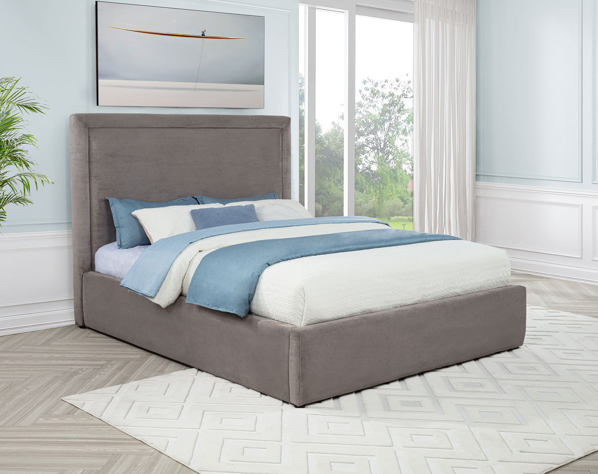 Lawson Upholstered Platform Bed - Clean Panel Headboard in Light Saddle or Mushroom, Full to Eastern King - lifestyle