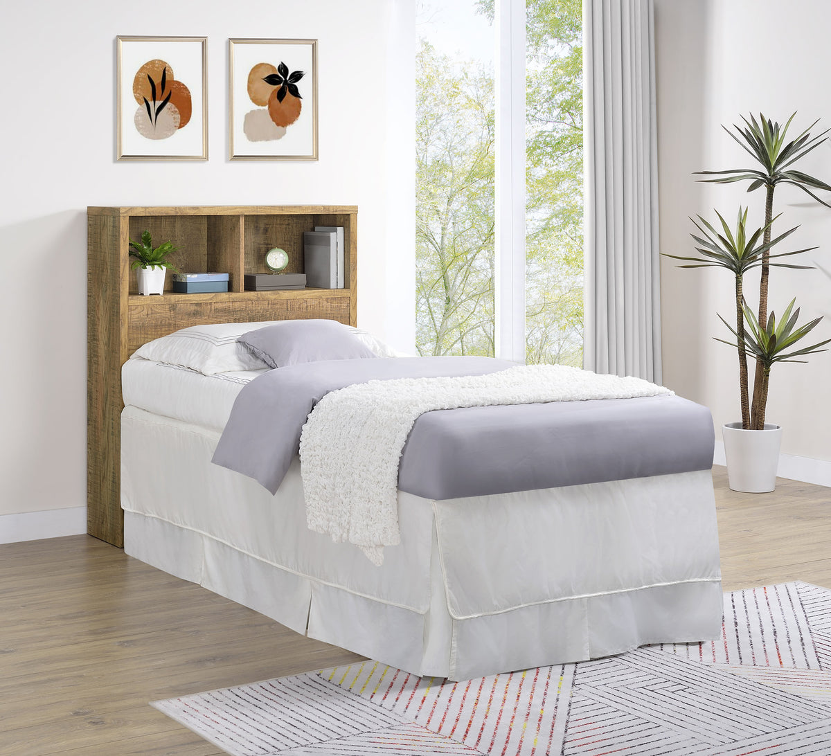 Westpark Bookcase Headboard & Wall Bedroom Sets - USB Charging & LED Nightstand in Mango, Twin to Queen – view 1