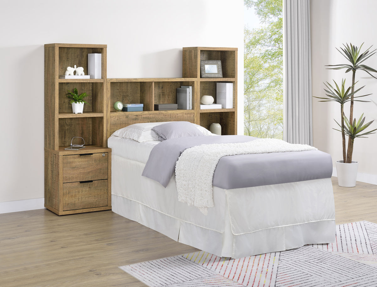 Westpark Bookcase Headboard & Wall Bedroom Sets - USB Charging & LED Nightstand in Mango, Twin to Queen – view 20