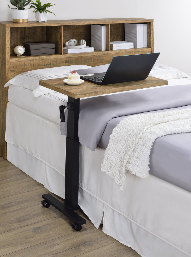 Westpark Height-Adjustable Bed C-Table - Mango Top with Hand-Crank Steel Base