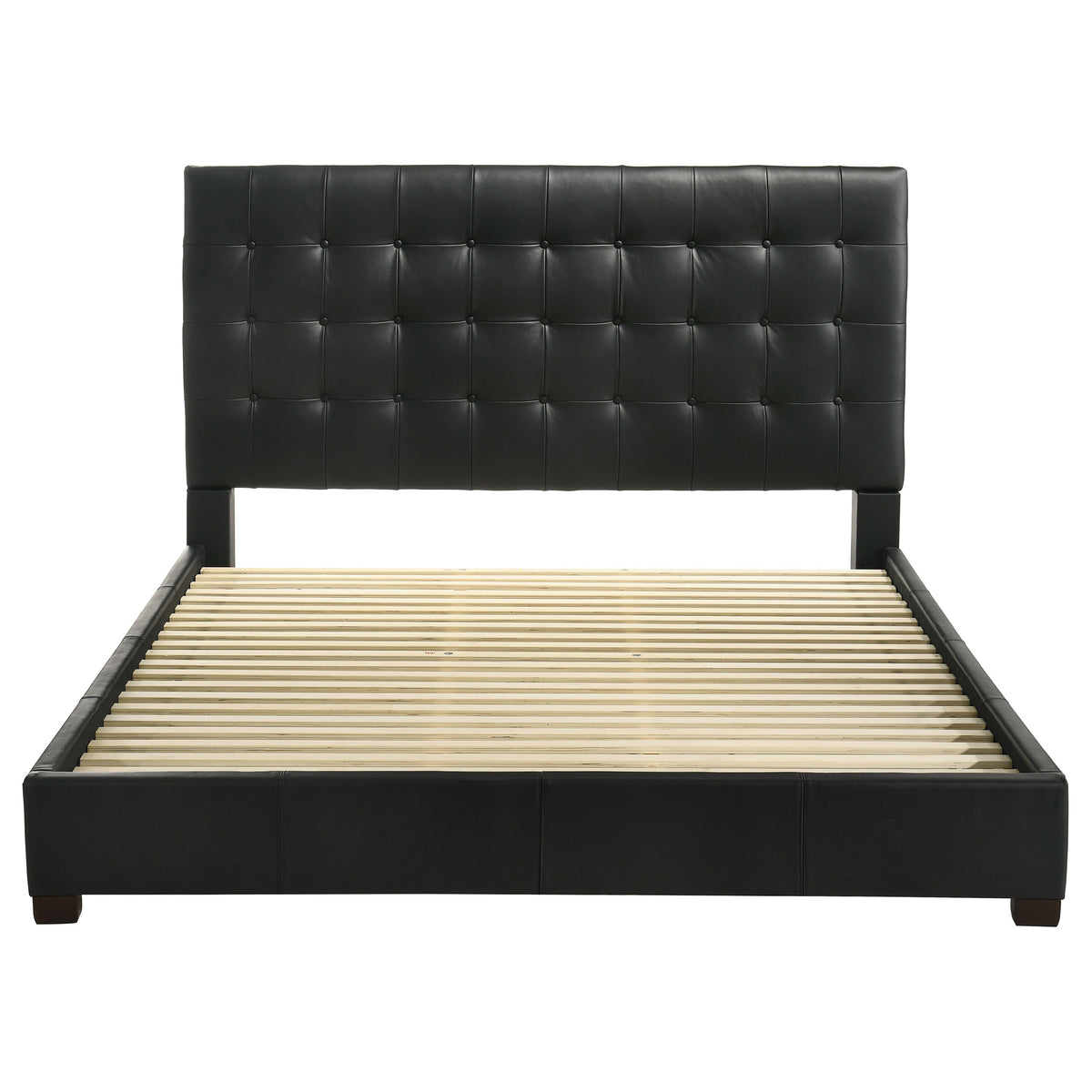 Medley Genuine Leather Platform Bed - Grid-Tufted Headboard in Black or Tan, Queen & Eastern King – view 15