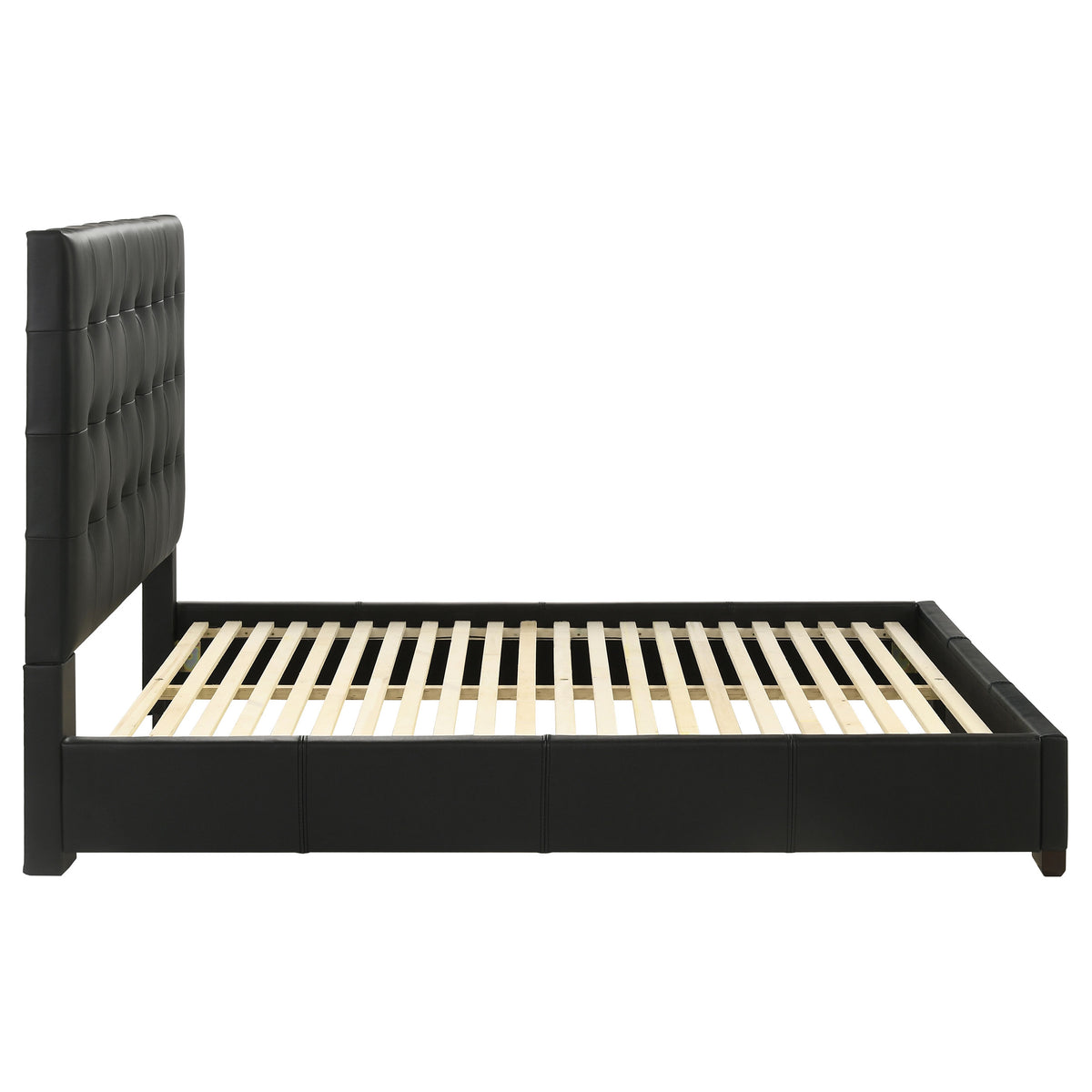 Medley Genuine Leather Platform Bed - Grid-Tufted Headboard in Black or Tan, Queen & Eastern King – view 9