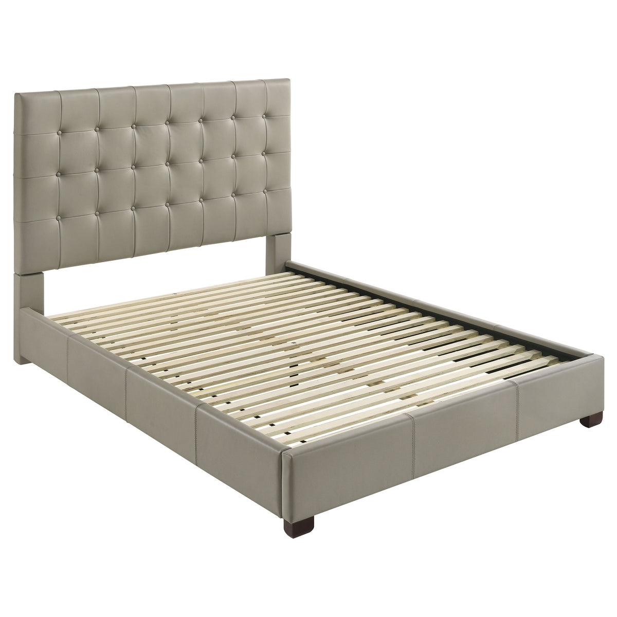 Medley Genuine Leather Platform Bed - Tan