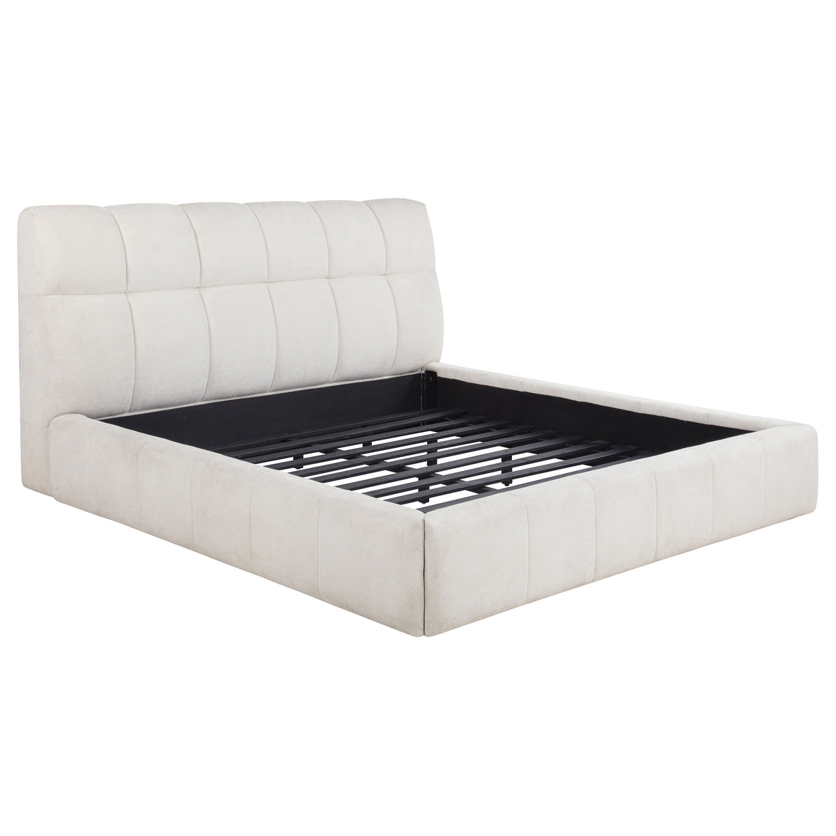 Nollet Channel-Tufted Upholstered Platform Bed - Cream