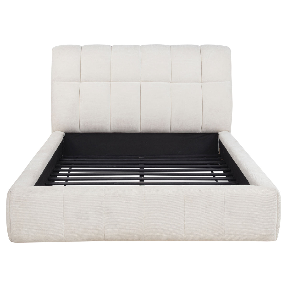 Nollet Channel-Tufted Upholstered Platform Bed - 48" Headboard in Cream or Grey, Queen to California King – view 14